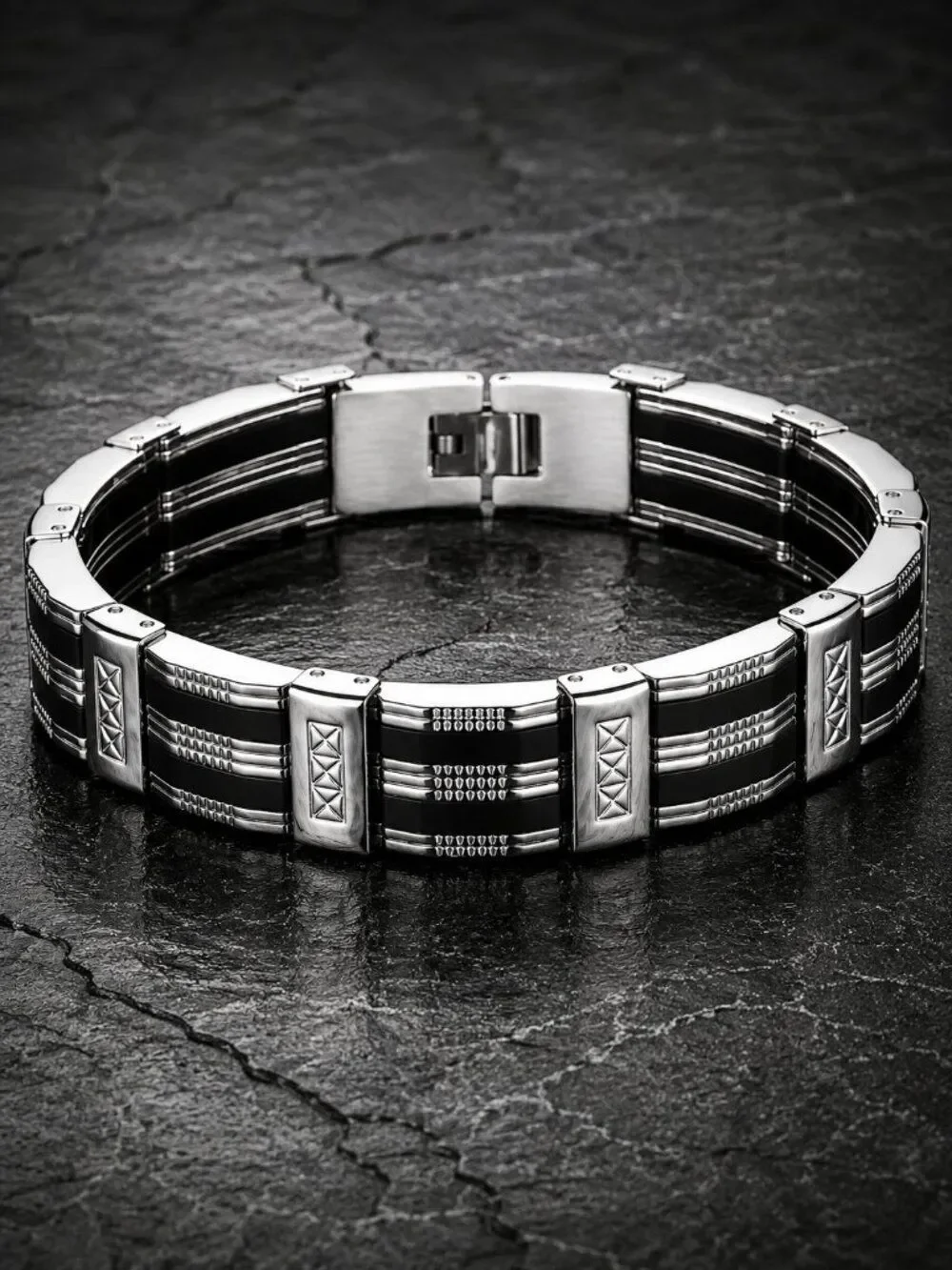 Black & Stainless Casual Bracelet